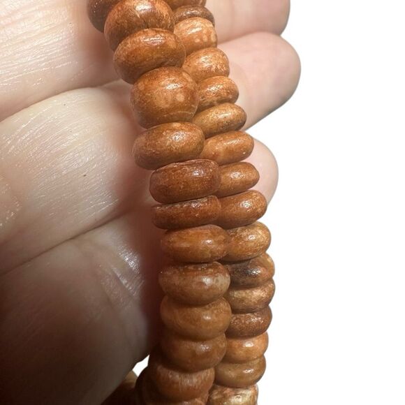 Vintage Indian Wooden Bead Necklace Artisan Boho Choker - Picture 8 of 8